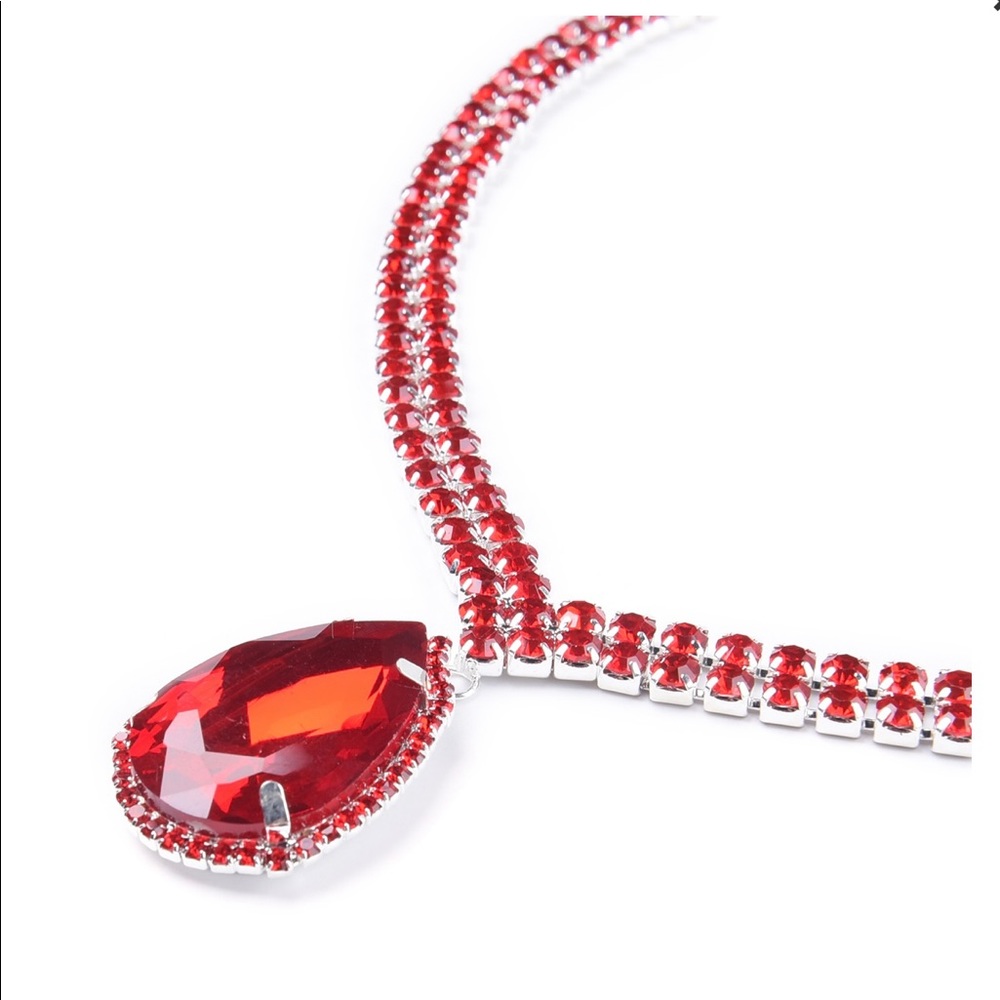 Beautiful Ruby Red Austrian Crystal Necklace - image 2